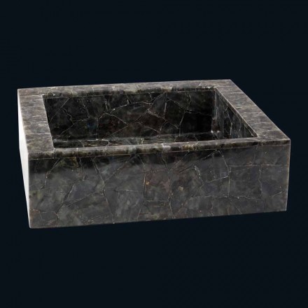 Rectangular washbasin in labradorite stone Zelig Viadurini