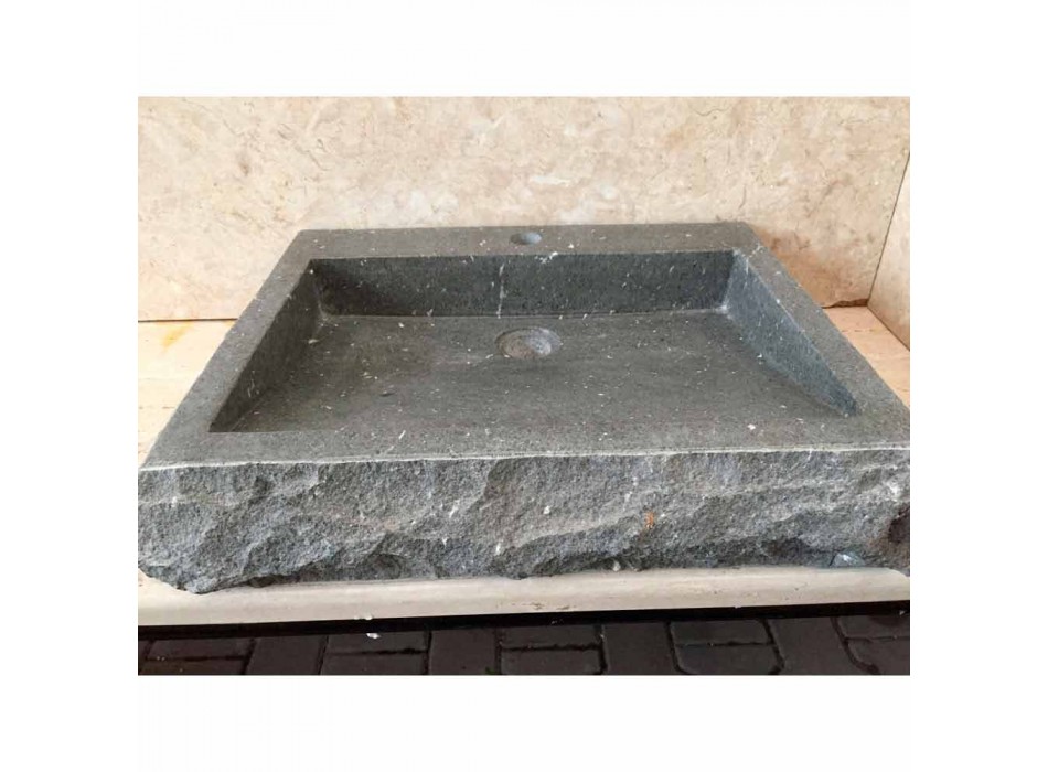 Nisa hand-washed rectangular washbasin made of stone andesite Viadurini