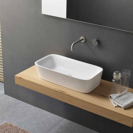 Modern Rectangular Countertop Washbasin in Ceramic Design - Lipperialav1 Viadurini