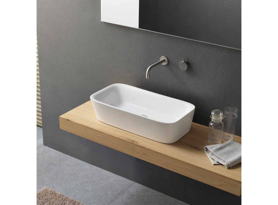 Modern Rectangular Countertop Washbasin in Ceramic Design - Lipperialav1 Viadurini