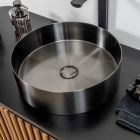 Round countertop washbasin in stainless steel in different finishes - Fiordaliso Viadurini