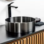 Round countertop washbasin in stainless steel in different finishes - Fiordaliso Viadurini