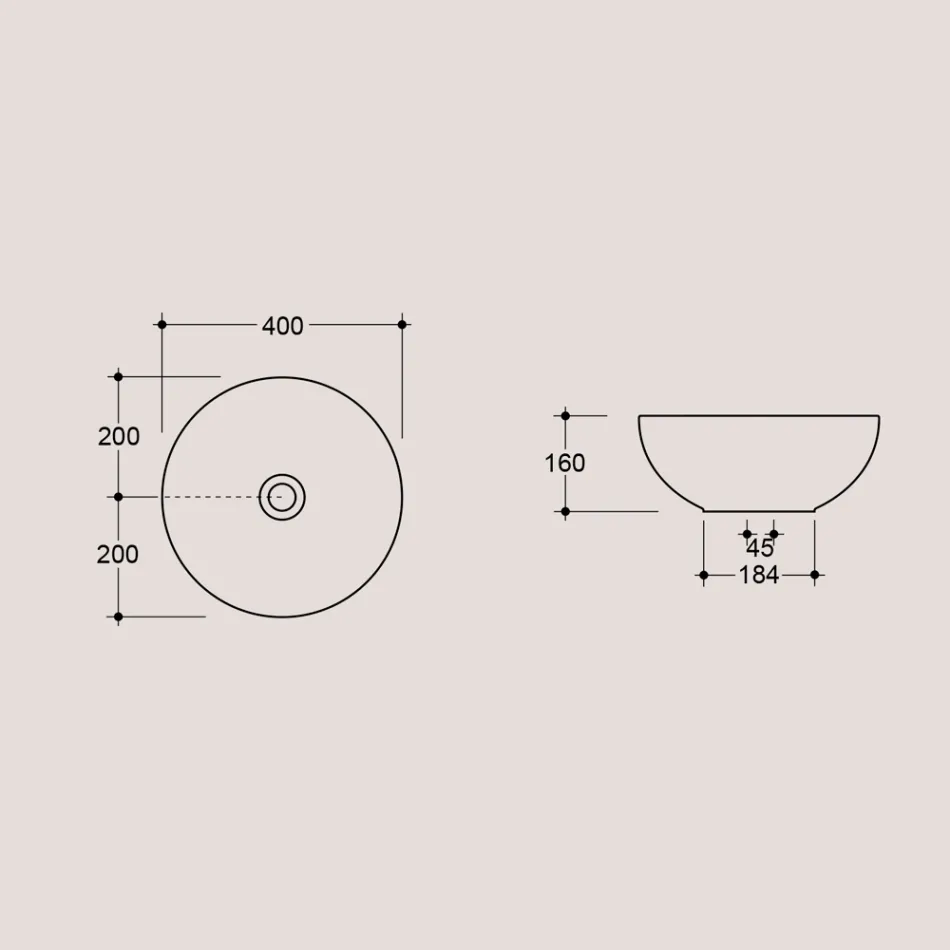 Round countertop washbasin in colored ceramic L 40 cm - Chicco Viadurini