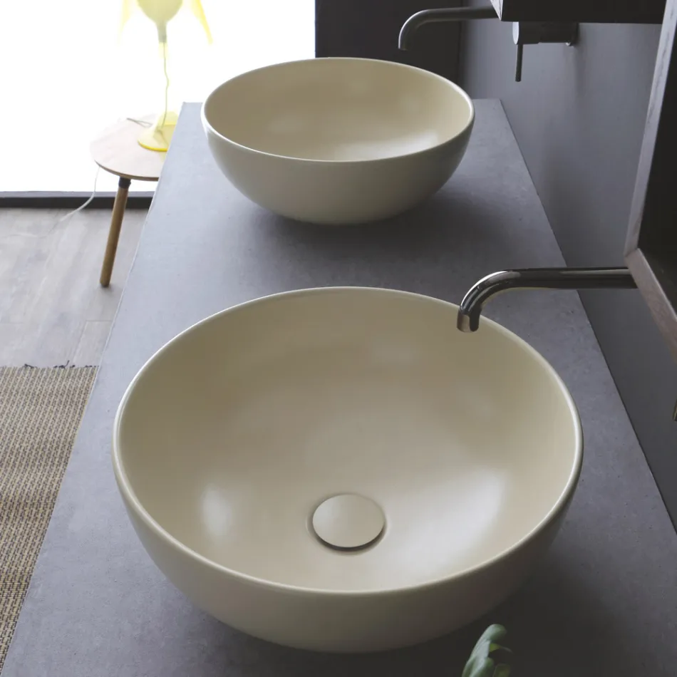Round countertop washbasin in colored ceramic L 40 cm - Chicco Viadurini
