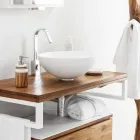 Round Countertop Washbasin in Resin Optic White Finish - Circle Viadurini