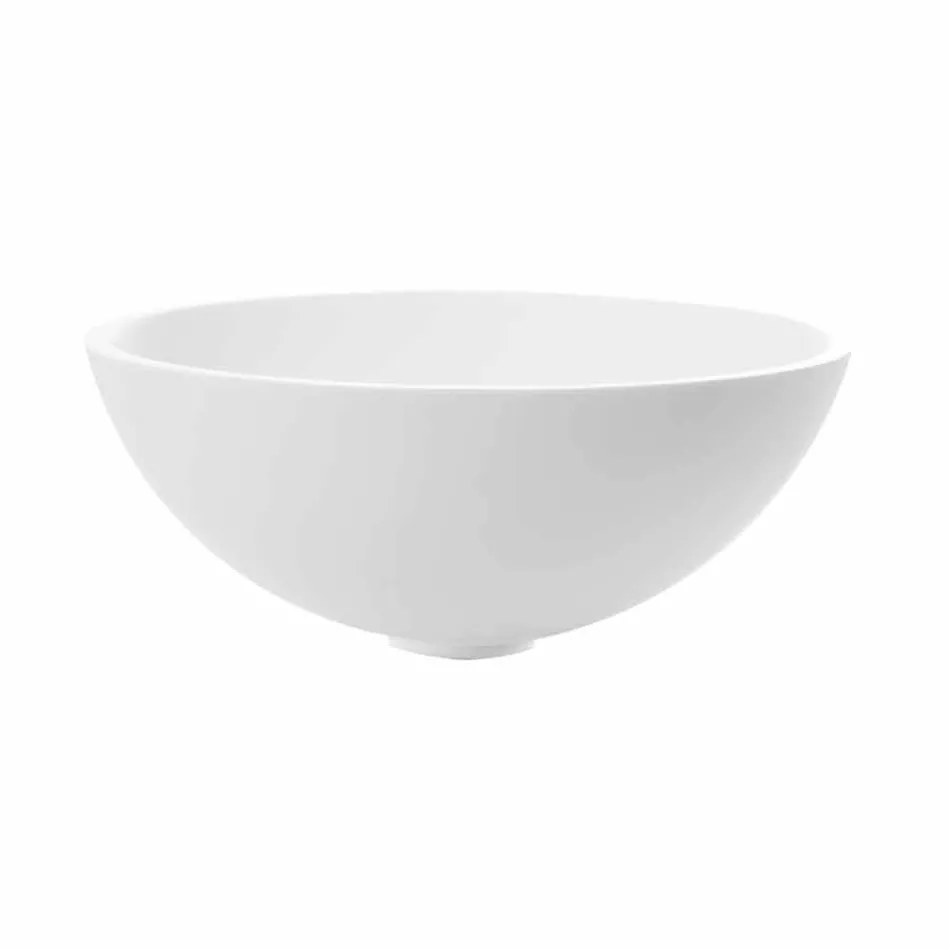 Round Countertop Washbasin in Resin Optic White Finish - Circle Viadurini