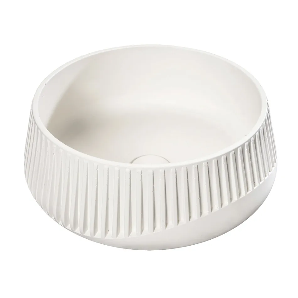 Round Countertop Washbasin Made of Cement and Resin - Ibisco Viadurini