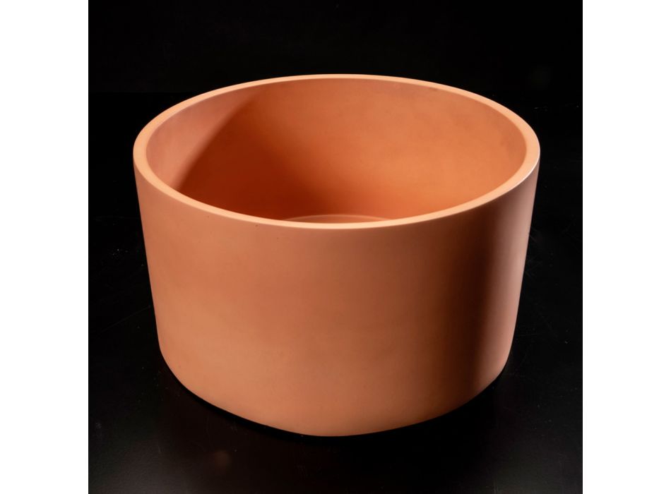 Round Countertop Washbasin Made of Mali Orange Terrazzo - Azalea Viadurini