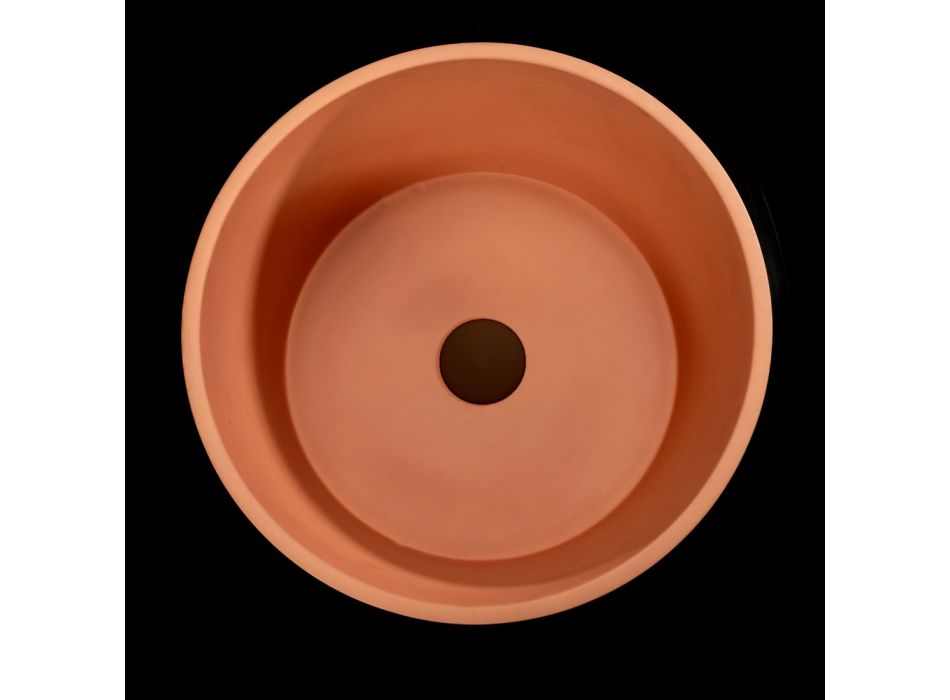 Round Countertop Washbasin Made of Mali Orange Terrazzo - Azalea Viadurini