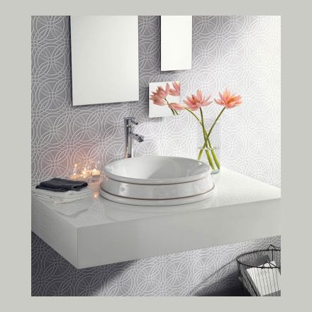 Semi-recessed bathroom sink made of Fire Clay Made in Italy - Erasmo Viadurini