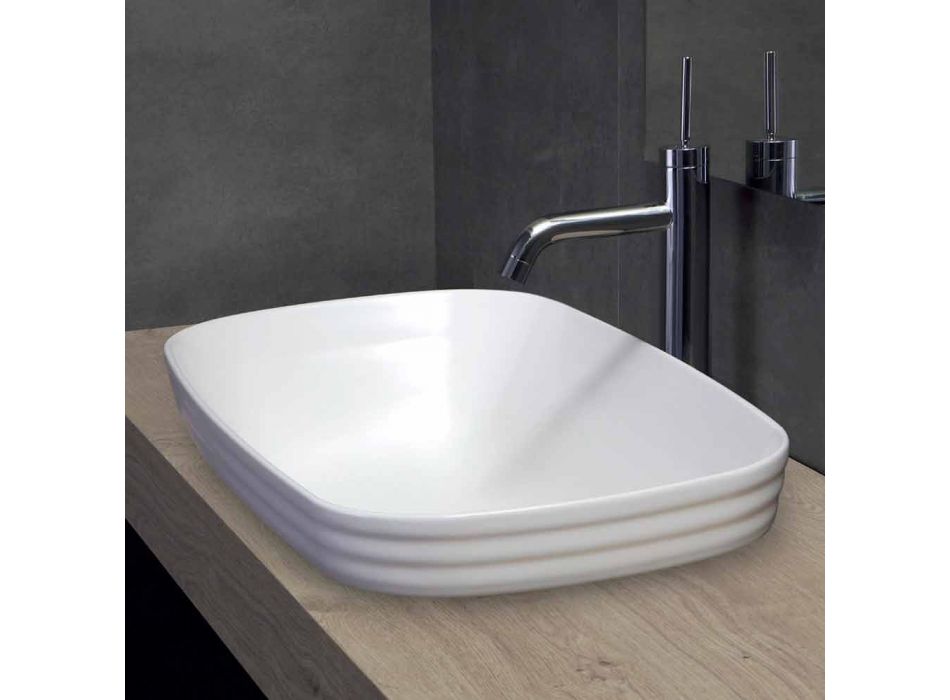 Semi-recessed Washbasin in White or Colored Ceramic by Trabia Design Viadurini