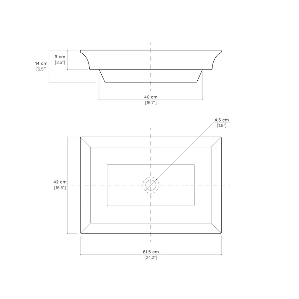 Semi-recessed washbasin in Fire Clay of Different Finishes Made in Italy - Ultima Viadurini