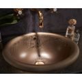 Semi-recessed washbasin in Araldica Brown Fire Clay Made in Italy - Botticino