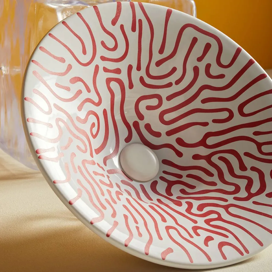 Semi-recessed washbasin in top quality French porcelain - Pausa Viadurini