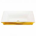 Modern semi-recessed sink in fire clay and 24 carat gold, Guido