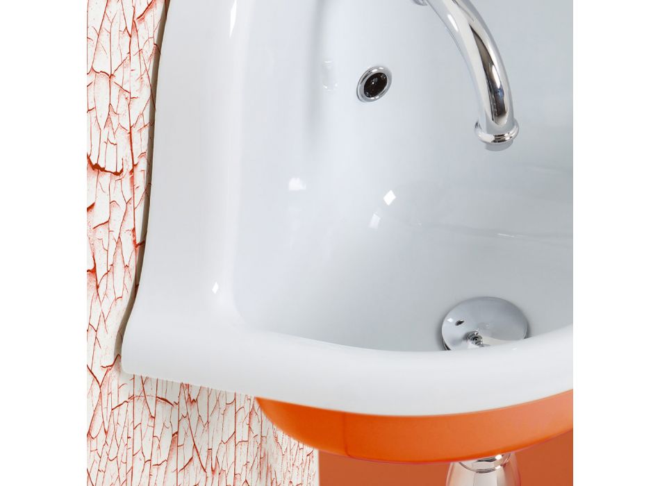 Angular Wall-hung Washbasin in White and Colored Ceramic 42 cm - Angelino