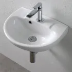 Wall-hung white ceramic sink with an elegant modern design - Silica Viadurini