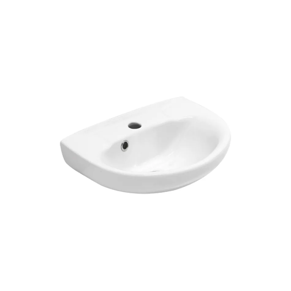 Wall-hung white ceramic sink with an elegant modern design - Silica Viadurini