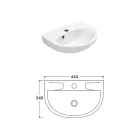 Wall-hung white ceramic sink with an elegant modern design - Silica Viadurini