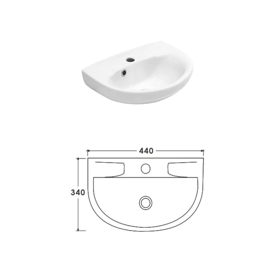 Wall-hung white ceramic sink with an elegant modern design - Silica Viadurini