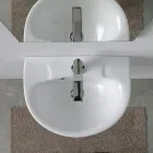 Wall-hung white ceramic sink with an elegant modern design - Silica Viadurini