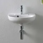 Wall-hung white ceramic sink with an elegant modern design - Silica Viadurini