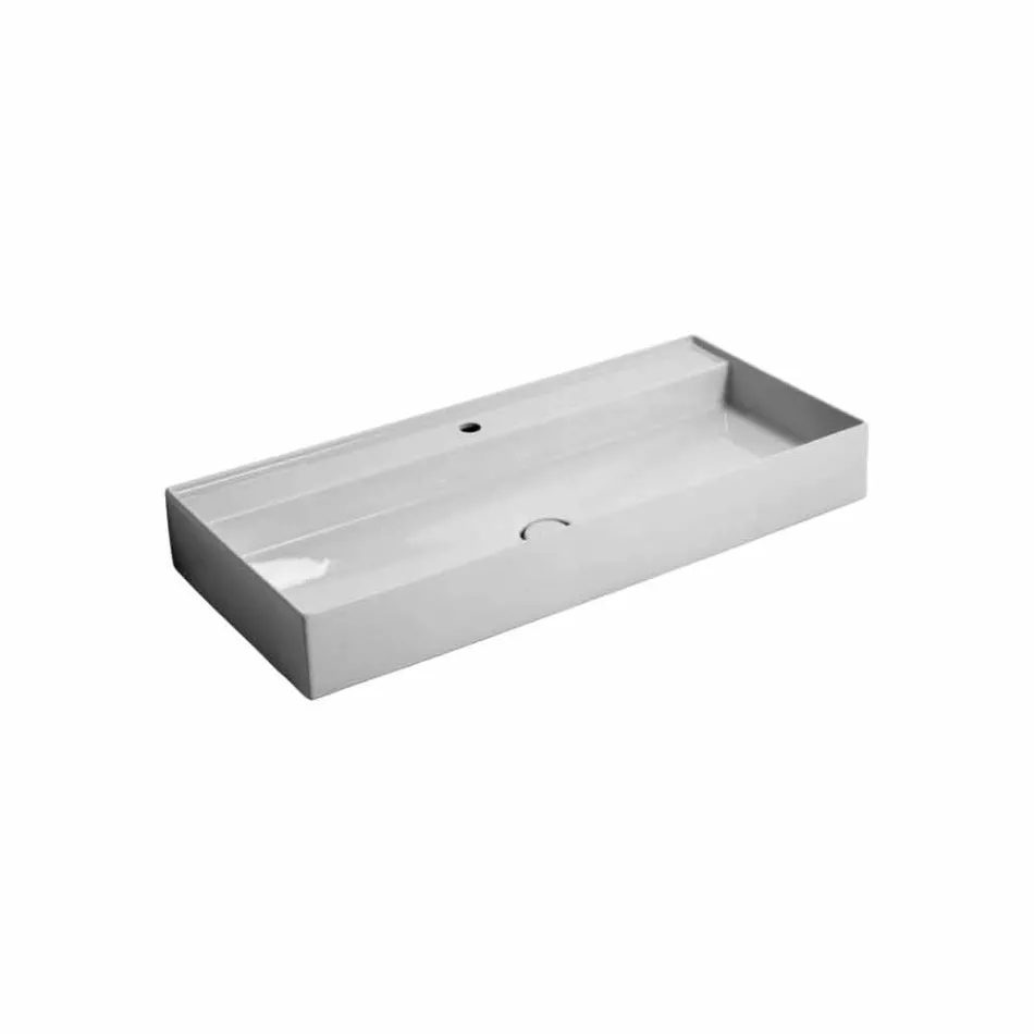Modern design suspended ceramic washbasin Sun 100x45 cm made in Italy Viadurini