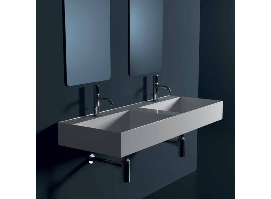 Modern design wall-mounted ceramic washbasin Sun 120x45 cm made in Italy Viadurini