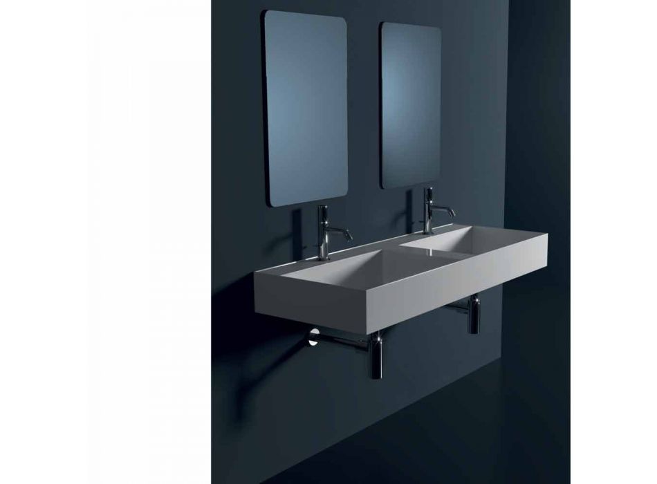 Modern design wall-mounted ceramic washbasin Sun 120x45 cm made in Italy Viadurini