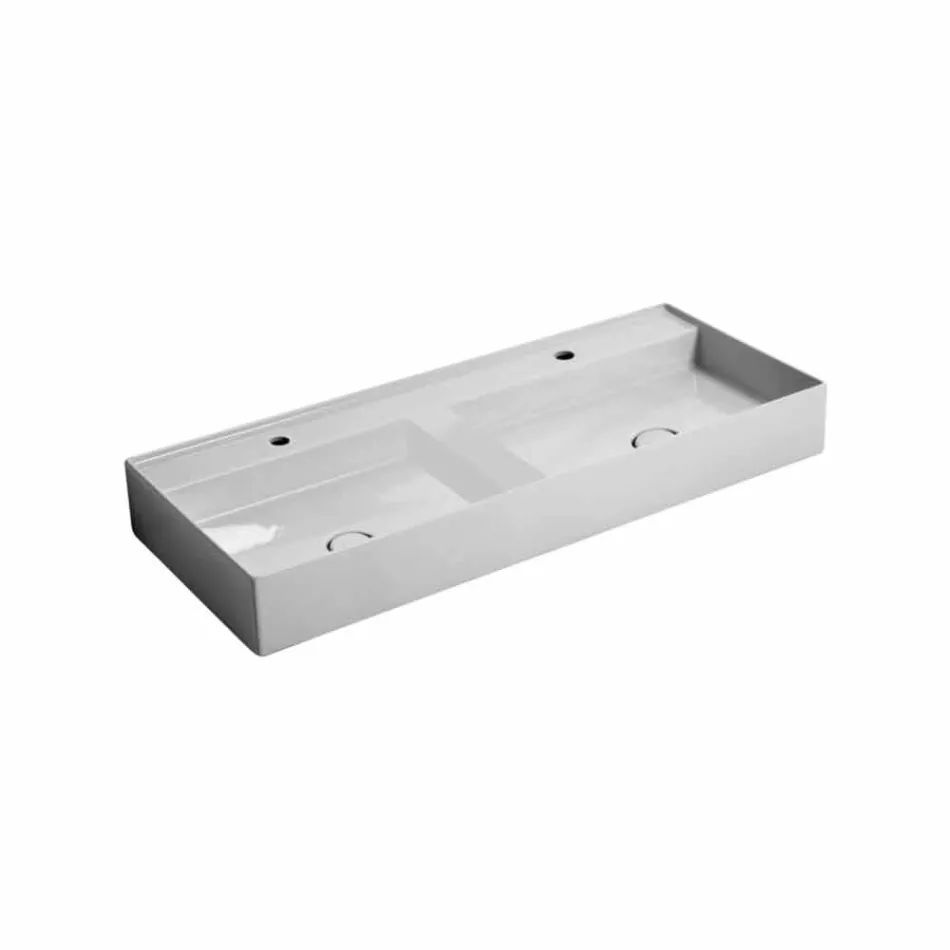 Modern design wall-mounted ceramic washbasin Sun 120x45 cm made in Italy Viadurini