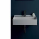 Modern design suspended ceramic washbasin Sun 60x45 cm, made in Italy Viadurini