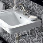 Vintage Style Wall Hung Washbasin in White Ceramic Made in Italy - Marwa Viadurini