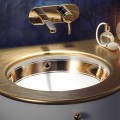 Baroque undertop sink in fire clay/24 carat gold made in Italy, Egeo