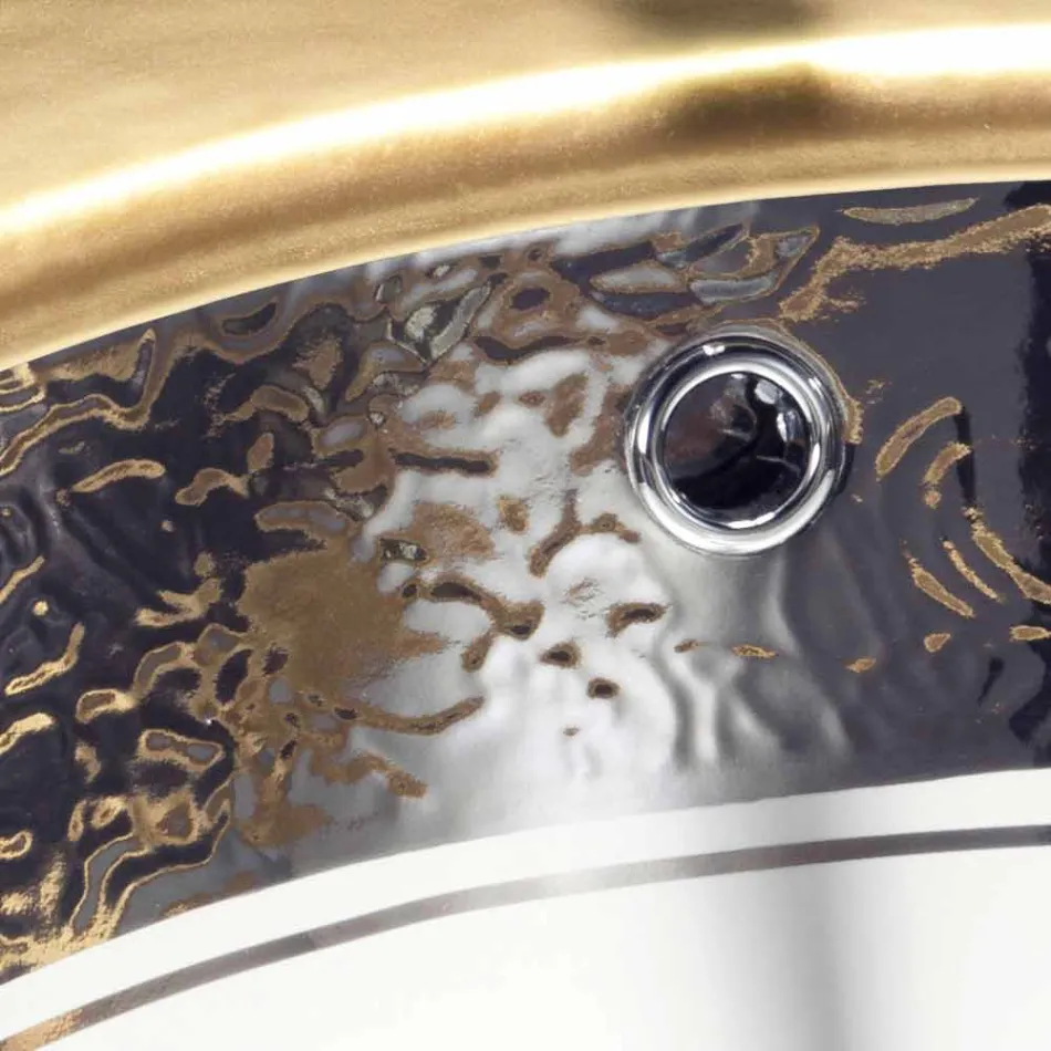 Baroque undercounter washbasin in fire clay and platinum made in Italy, Aegean Viadurini