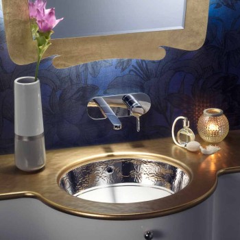 Baroque undercounter washbasin in fire clay and platinum made in Italy, Aegean