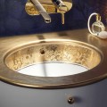 Undertop sink in fire clay and 24 carat gold handmade in Italy, Egeo