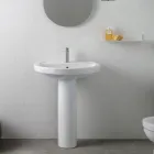 White Ceramic Pedestal Sink with an Elegant Modern Design - Silica Viadurini