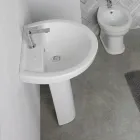 White Ceramic Pedestal Sink with an Elegant Modern Design - Silica Viadurini