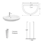 White Ceramic Pedestal Sink with an Elegant Modern Design - Silica Viadurini