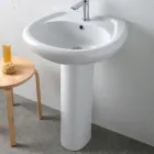 White Ceramic Pedestal Sink with an Elegant Modern Design - Silica Viadurini