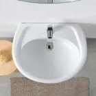 White Ceramic Pedestal Sink with an Elegant Modern Design - Silica Viadurini