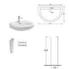White Ceramic Pedestal Sink with an Elegant Modern Design - Silica Viadurini