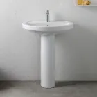 White Ceramic Pedestal Sink with an Elegant Modern Design - Silica Viadurini