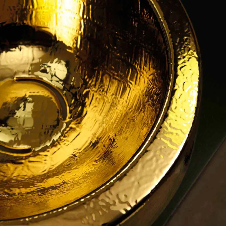 Design round countertop washbasin in gold-plated Italy Elisa ceramic Viadurini