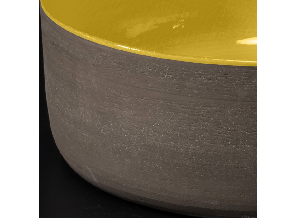 Yellow Round Countertop Washbasin in Glazed Clay Made in Italy - Tatiana Viadurini