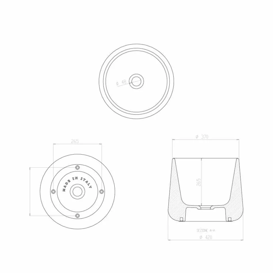 Round Countertop Washbasin in White or Colored Oliena Ceramic Viadurini