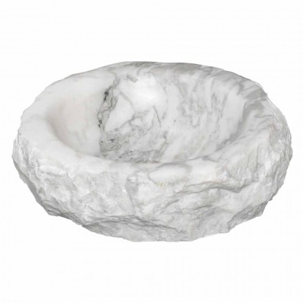 Round Carrara Marble Countertop Wash Basin Made in Italy - Canova Viadurini