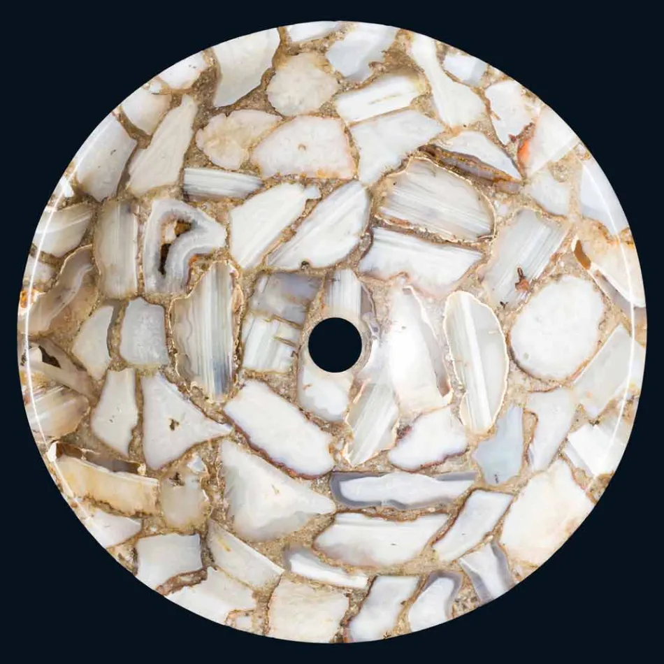 Mila agate stone round countertop washbasin, unique piece Viadurini