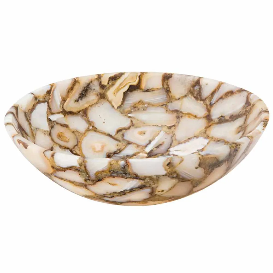 Mila agate stone round countertop washbasin, unique piece Viadurini