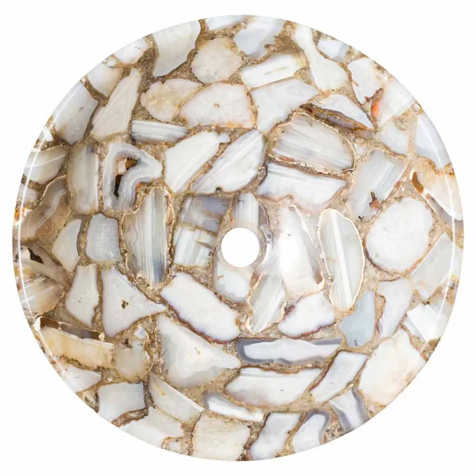 Mila agate stone round countertop washbasin, unique piece Viadurini